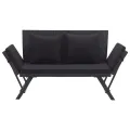 Banc de jardin avec coussins 176 cm Noir Résine tressée