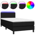 cadre de lit avec matelas et LED Noir 80x200cm Tissu