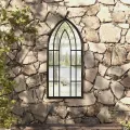 Miroir de jardin Noir 100x45 cm Fer pour utilisation extérieure