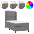 cadre de lit matelas LED Gris foncé 90x190cm Tissu