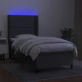 cadre de lit matelas LED Gris foncé 90x190cm Tissu