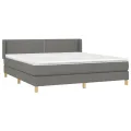 cadre de lit avec matelas Gris foncé 180x200cm Tissu