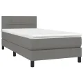cadre de lit avec matelas Gris foncé 90x200 cm Tissu