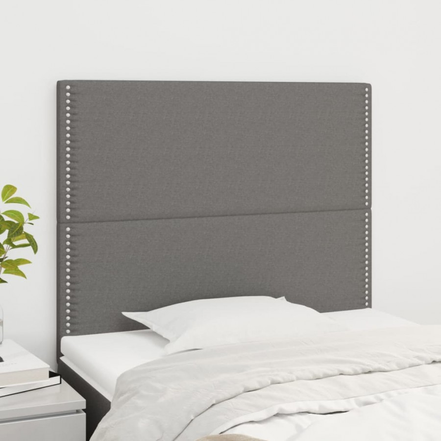 Têtes de lit 2 pcs Gris foncé 90x5x78/88 cm Tissu