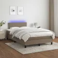 cadre de lit avec matelas LED Taupe 120x200 cm Tissu
