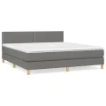 cadre de lit avec matelas Gris foncé 180x200cm Tissu