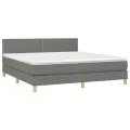 cadre de lit avec matelas Gris foncé 180x200cm Tissu