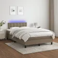 cadre de lit avec matelas LED Taupe 120x200 cm Tissu
