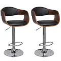 Tabourets de bar lot de 2 bois courbé et similicuir