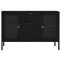 Buffet Noir 105x35x70 cm Acier et verre trempé