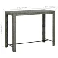 Table de bar de jardin Gris 140,5x60,5x110,5 cm Résine tressée