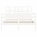 Cadre de lit avec tête de lit blanc 140x190 cm bois massif