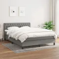 cadre de lit avec matelas Gris foncé 140x190cm Tissu