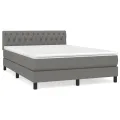 cadre de lit avec matelas Gris foncé 140x190cm Tissu