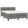 cadre de lit avec matelas Gris foncé 140x190cm Tissu