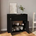 Buffet Noir 80x33x70 cm Bois d'ingénierie