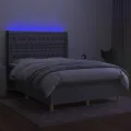 cadre de lit matelas LED Gris clair 140x200 cm Tissu