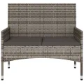 Banc de Jardin à 2 Places avec Coussins Gris Résine Tressée