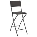 Chaise de bar pliable 2pcs PEHD et acier Marron Aspect de rotin