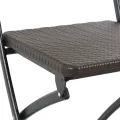 Chaise de bar pliable 2pcs PEHD et acier Marron Aspect de rotin