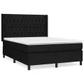 cadre de lit avec matelas Noir 140x200 cm Tissu