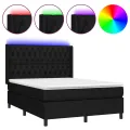 cadre de lit matelas et LED Noir 140x190 cm Tissu