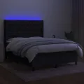 cadre de lit matelas et LED Noir 140x190 cm Tissu