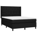 cadre de lit matelas et LED Noir 140x190 cm Tissu