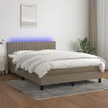 cadre de lit avec matelas LED Taupe 140x200 cm Tissu