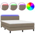 cadre de lit avec matelas LED Taupe 140x200 cm Tissu