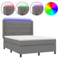 cadre de lit matelas LED Gris foncé 140x200 cm Tissu