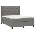 cadre de lit matelas LED Gris foncé 140x200 cm Tissu