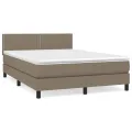 cadre de lit avec matelas Taupe 140x200 cm Tissu