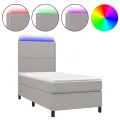 cadre de lit et matelas et LED Gris clair 100x200 cm