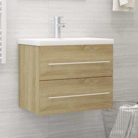 Armoire d'évier avec lavabo intégré Chêne sonoma Aggloméré