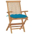 Chaises de jardin avec coussins bleu clair 8 pcs Teck massif