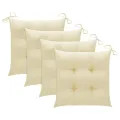 Chaises de jardin 4 pcs avec coussins blanc crème Teck solide