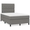 cadre de lit avec matelas Gris foncé 120x200cm Tissu