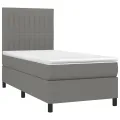 cadre de lit avec matelas et LED Gris foncé 90x200cm