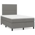 cadre de lit avec matelas Gris foncé 120x200cm Tissu