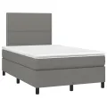 cadre de lit avec matelas Gris foncé 120x200cm Tissu