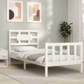 Cadre de lit avec tête de lit blanc simple bois massif
