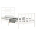 Cadre de lit avec tête de lit blanc simple bois massif