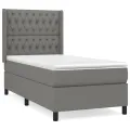 cadre de lit avec matelas Gris foncé 90x200 cm Tissu
