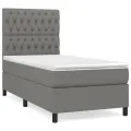 cadre de lit avec matelas Gris foncé 90x200 cm Tissu