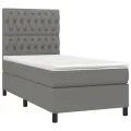 cadre de lit avec matelas Gris foncé 90x200 cm Tissu
