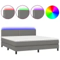 cadre de lit et matelas et LED Gris foncé 160x200 cm