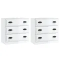 Buffets 2 pcs blanc brillant bois d'ingénierie