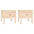 Tables d'appoint 2 pcs 50x50x49 cm Bois massif de pin