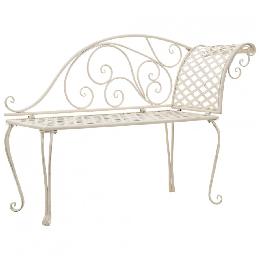 Chaise longue de jardin 128 cm Métal Antique Blanc